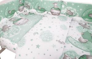 Baby Shop 3 részes ágynemű garnitúra - zöld elefántok