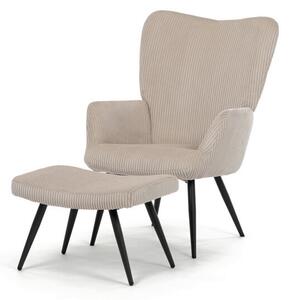Bézs Kordbársony Relax Fotel Lábtartóval. AK-L7285 CRM6
