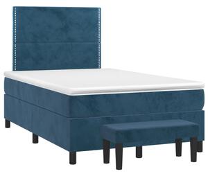 VidaXL sötétkék bársony rugós ágy matraccal 120 x 200 cm