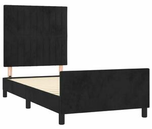 VidaXL Fekete Bársony Ágykeret Fejtámlával - 80x200 cm