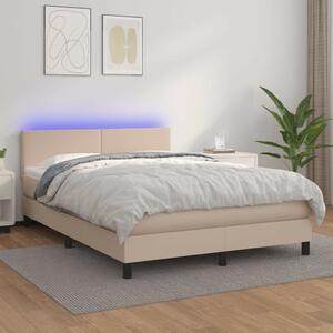 VidaXL Cappuccino Ágy - 140x190 cm - Matraccal és LED-del