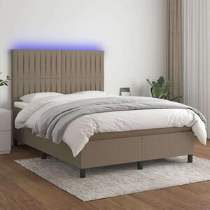 VidaXL tópszínű szövet rugós és LED-es ágy matraccal 140x200 cm