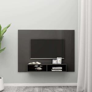 Magasfényű szürke fali forgácslap tv-szekrény 135x23,5x90 cm