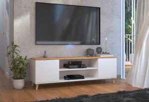 PETRA TV asztal, 155x50x40, fehér/sonoma tölgy