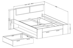 LINTEX ágy, 140x200, hamu + rács