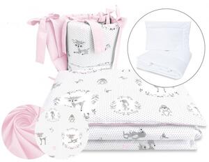 Baby Shop 5 részes babaágynemű - őzike szürke/rózsaszín