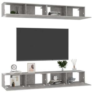 Modern Fali TV Szekrény Szett - 100cm Beton Szürke