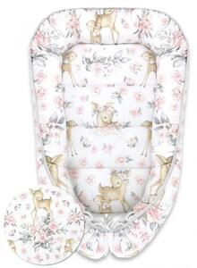 Baby Shop babafészek 55x75 cm - Rózsaszín őzike