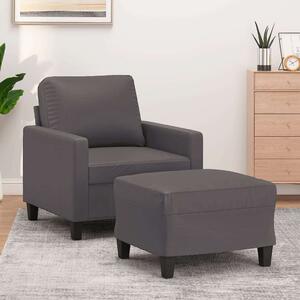 VidaXL szürke műbőr kanapéfotel lábtartóval 60 cm