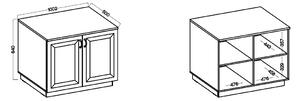 FLAVELA 2D alsó kétajtós szekrény, 100x84x50, fehér/tölgy artisan