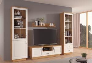 FLAVELA 2D1S TV asztal, 150x50x40,5, fehér/tölgy artisan