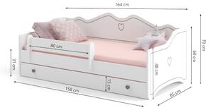 MEKA C gyerekágy + matrac, 80x160, fehér/rózsaszín