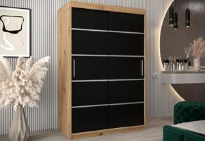 VETORA 1 250 tolóajtós szekrény, 250x200x62, tölgy artisan/fekete