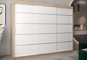 VETORA 1 250 tolóajtós szekrény, 250x200x62, tölgy artisan/fehér