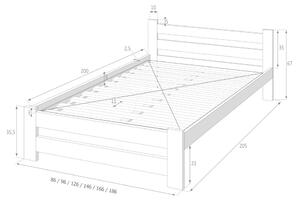 EUREKA tömörfa ágy + COMFORT habszivacs matrac + ágyrács AJÁNDÉK, 140x200, natúr-lakk