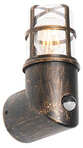 Antik kültéri fali lámpa, arany IP54, mozgásérzékelővel - Kiki
