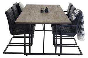 Padang Art étkezőgarnitúra teak barna/fekete öko bőr