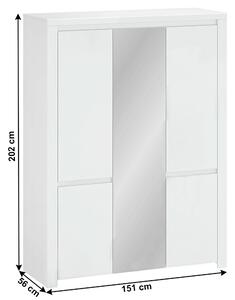 Ruhásszekrény Lafer 5D (fehér) (tükörrel). 1034097