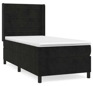 VidaXL fekete bársony rugós ágy matraccal 80 x 200 cm