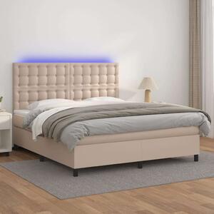 VidaXL cappuccino színű műbőr rugós ágy matraccal és LED-del 160x200cm