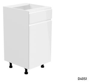 YARD D40 alsó kombinált konyhaszekrény, 40x82x47, fehér/szürke magasfényű, bal