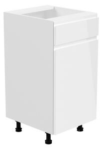 ASPEN D40 alsó kombinált konyhaszekrény, 40x82x47, fehér/szürke magasfényű, bal