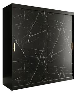 Szekrény Hartford 250, Fekete márvány, Matt fekete, 200x200x62cm, Szekrényajtók: Tolóajtók