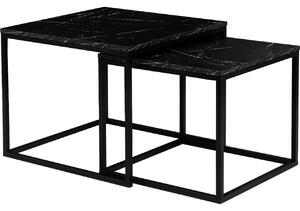 BUTORLINE Dohányzóasztal szett VEROLI VR06 fekete / fekete márvány