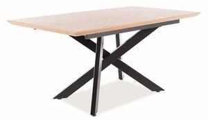 CAPITAL kerek étkezőasztal, 160-200x76x90, tölgy/fekete