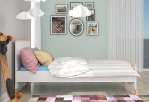 KAROLI gyerekágy + matrac, 90x200, fehér/bükk