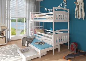 SALDO gyermek emeletes ágy nyomtatással + 3x matrac, 90x200/90x190, fehér