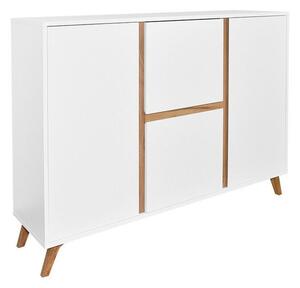 Komód Mavenoa 100, Laminált forgácslap, 95x130x35cm, Fehér, Arany tölgy