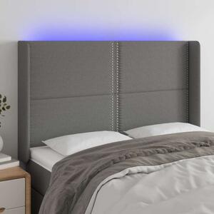 VidaXL sötétszürke szövet LED-es fejtámla 147x16x118/128 cm