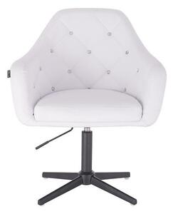 HC830 Fehér modern műbőr szék fekete lábbal