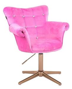 HR804CCROSS Rózsaszín modern velúr szék arany lábbal
