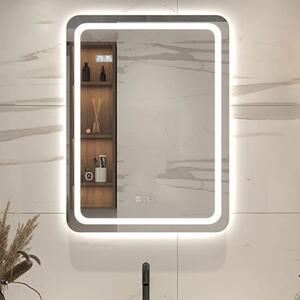 Viva AURA Led TOUCH fürdőszobai tükör - páramenetesítővel - órával - álló - 60 x 80 cm