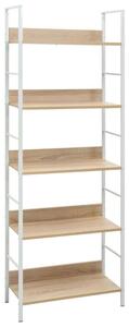 VidaXL 5 Polcos Könyvespolc - Tölgyfa/Fehér - 60x27,6x158,5cm