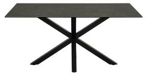 Asztal Oakland 582, Fekete, 75.5x90x160cm, Kerámia, Edzett üveg, Fém