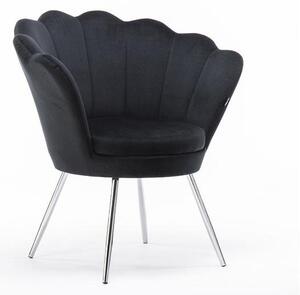 FREY Fekete modern velúr szék krómozott lábbal
