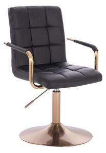 HC1015NP Fekete modern műbőr szék arany lábbal
