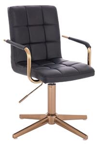 HC1015PCROSS Fekete modern műbőr szék arany lábbal