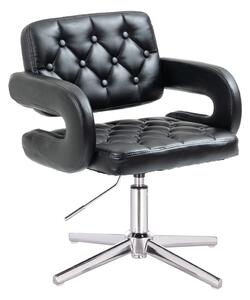 HR8403CROSS Fekete modern műbőr szék krómozott lábbal