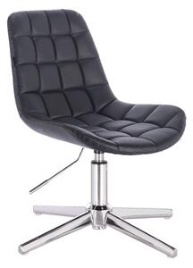 HR590CROSS Fekete modern műbőr szék krómozott lábbal