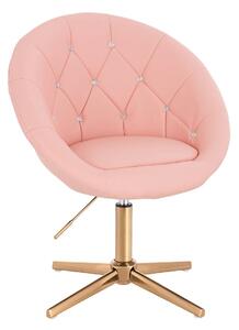 HC8516CCROSS Rózsaszín modern műbőr szék arany lábbal
