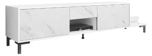 TV-állvány Charlotte 157, Laminált forgácslap, 48x195x40cm, Fehér márvány, Fehér