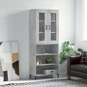 VidaXL Magasszekrény - Fa - Betonszürke - 69,5x34x180 cm
