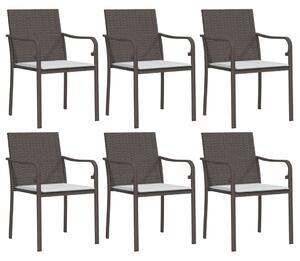 VidaXL 6 db barna polyrattan kerti szék párnával 56x59x84 cm