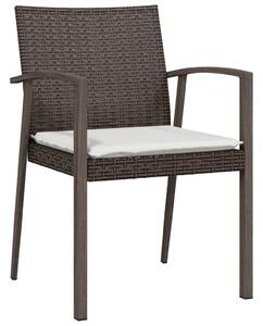VidaXL 2 db barna polyrattan kerti szék párnával 56,5 x 57 x 83 cm