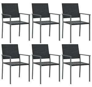 VidaXL 6 db fekete polyrattan kerti szék párnával 54x62,5x89 cm