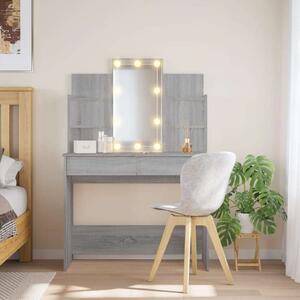 LED-es Sminkasztal - Szürke Sonoma - 96x40x142 cm